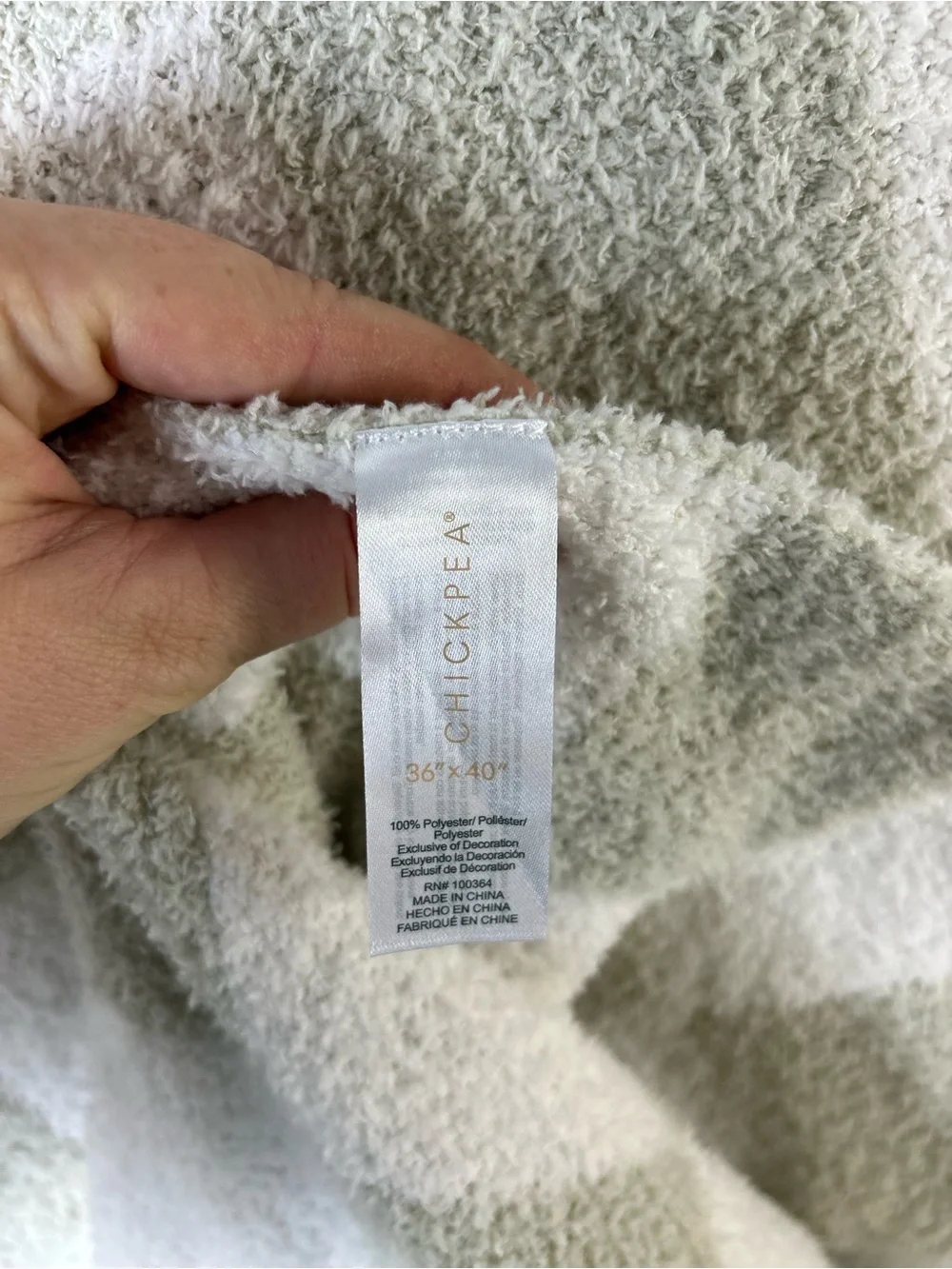Chick Pea Chenille Baby Blanket Green White Checkerboard Squares Soft Chickpea